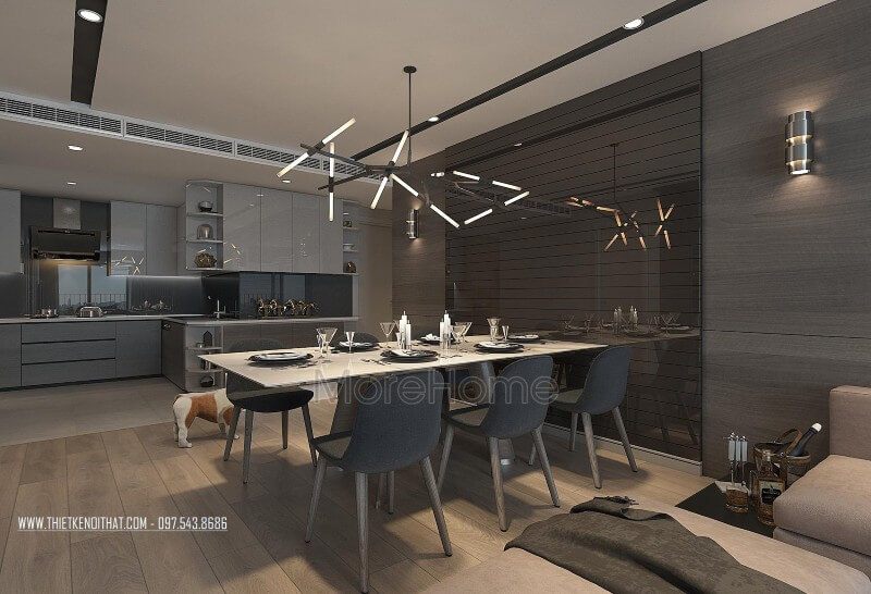 Thiết kế nội thất phòng ăn chung cư hiện đại sang chảnh