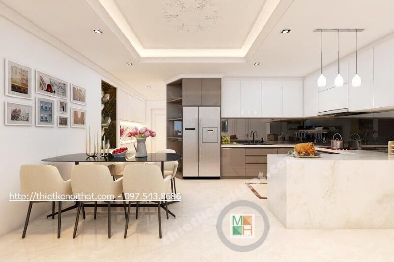 Thiết kế nội thất phòng ăn chung cư phong cách hiện đại